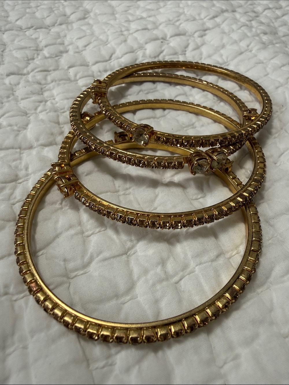 Gold-Tone Crystal Bangle Bracelets - Set of 4